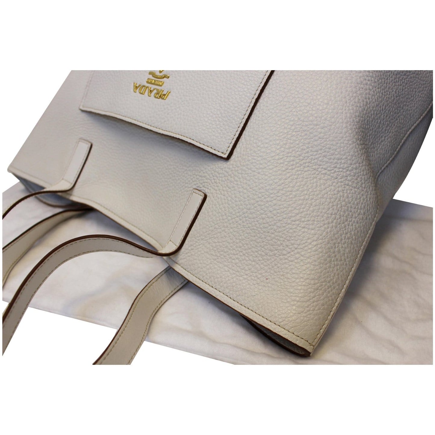 PRADA Large Vitello Daino Shopper Tote Bag White