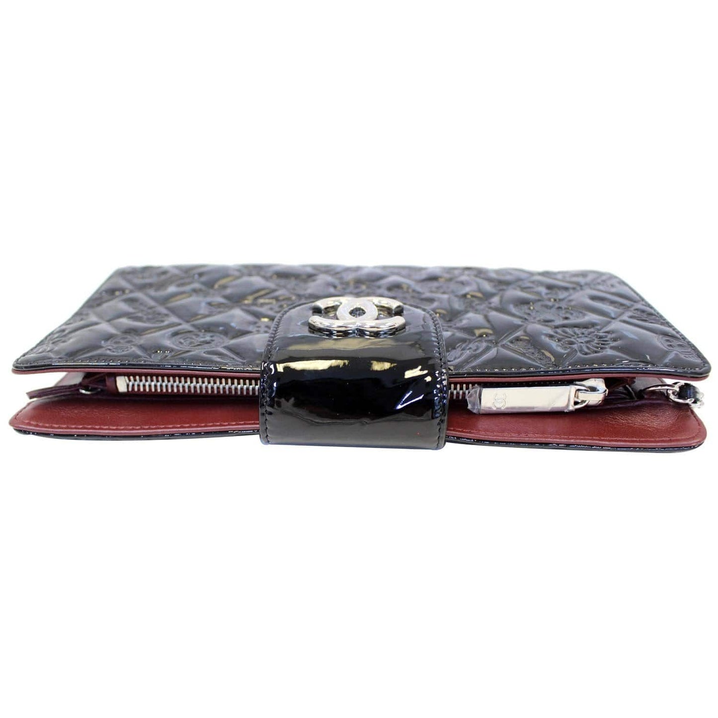 CHANEL Lucky Symbols Pochette Patent Leather Wallet on a Chain Black