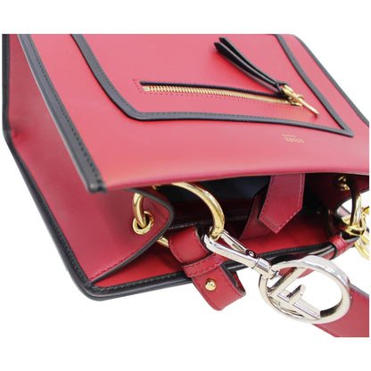 FENDI Runway Leather Tote Shoulder Bag Red