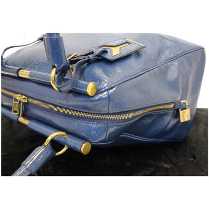 YVES SAINT LAURENT Majorelle Patent Leather Satchel Bag Blue