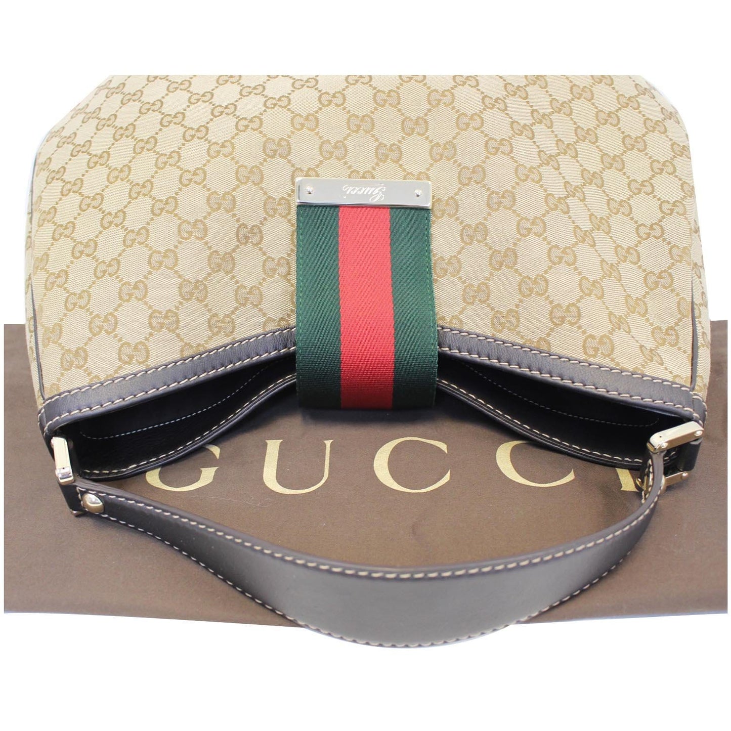 GUCCI New Ladies Web GG Canvas Large Hobo Bag Beige 233604