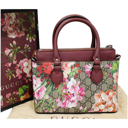 GUCCI GG Supreme Blooms Small Satchel Bag 453177 Raisin