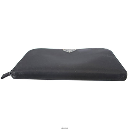 PRADA Black Nylon Zip Around Wallet