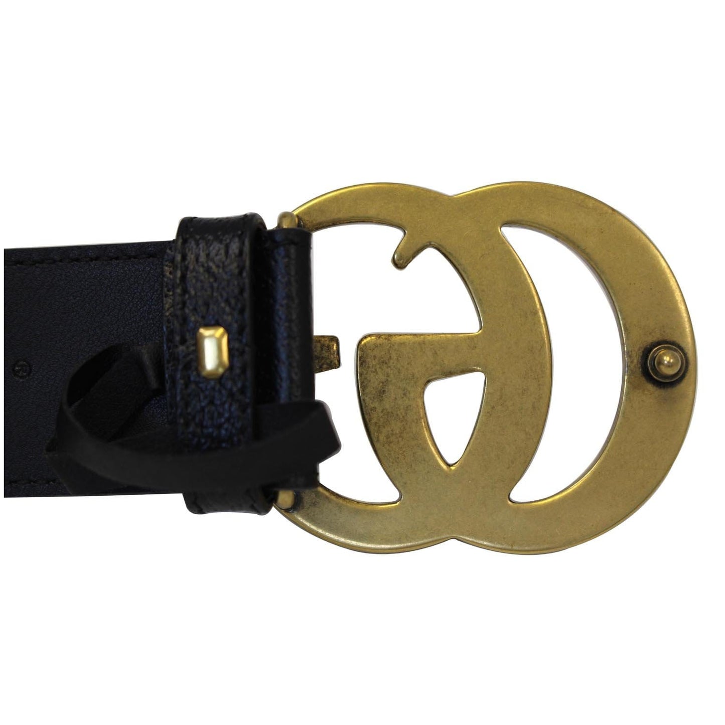 GUCCI Double G Buckle Leather Belt Black Size 41