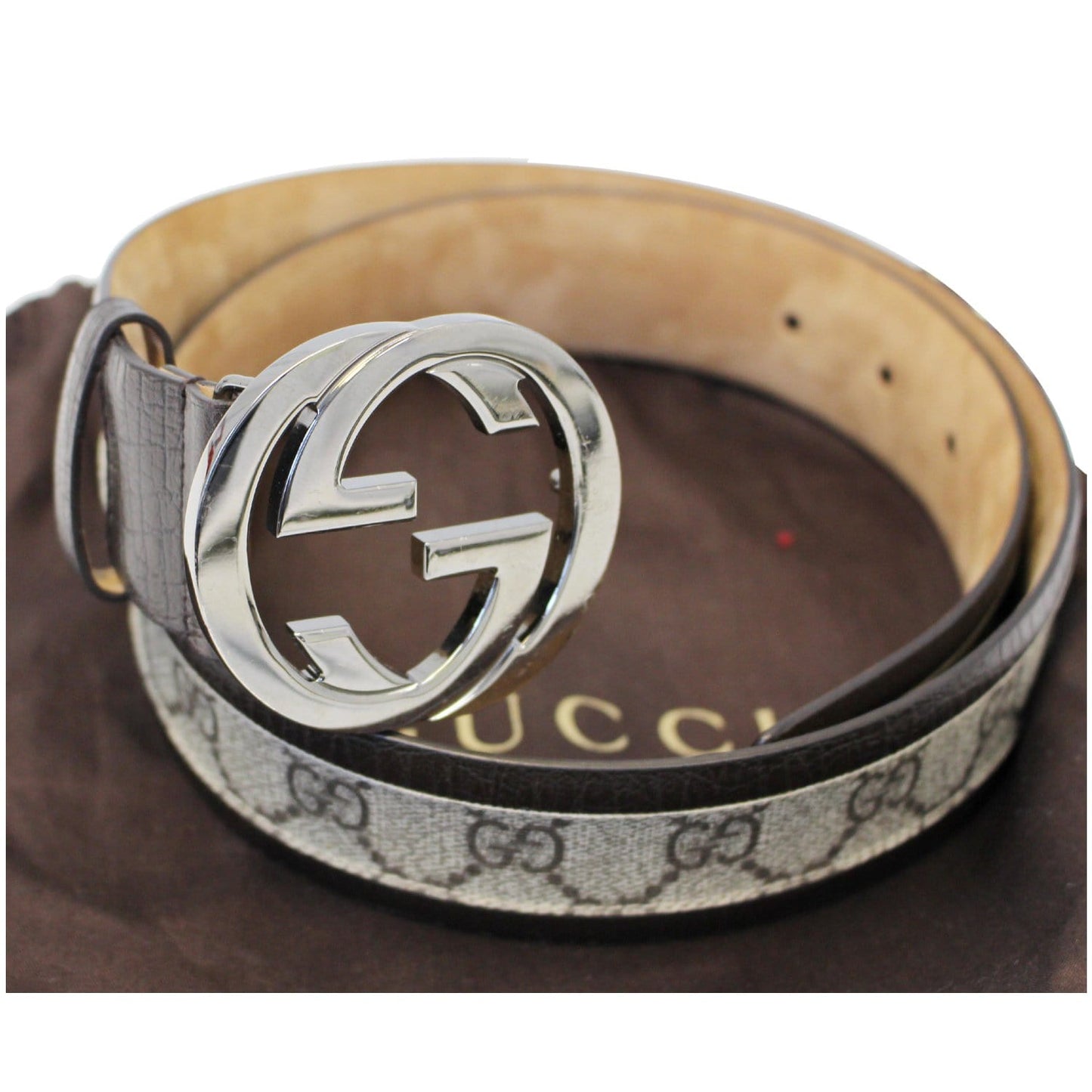 GUCCI Interlocking G Leather Monogram Belt 85/34
