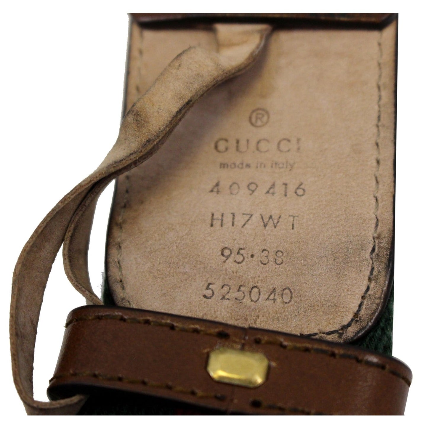 GUCCI Web Nylon Double G Buckle Belt Size 45 Red/Green