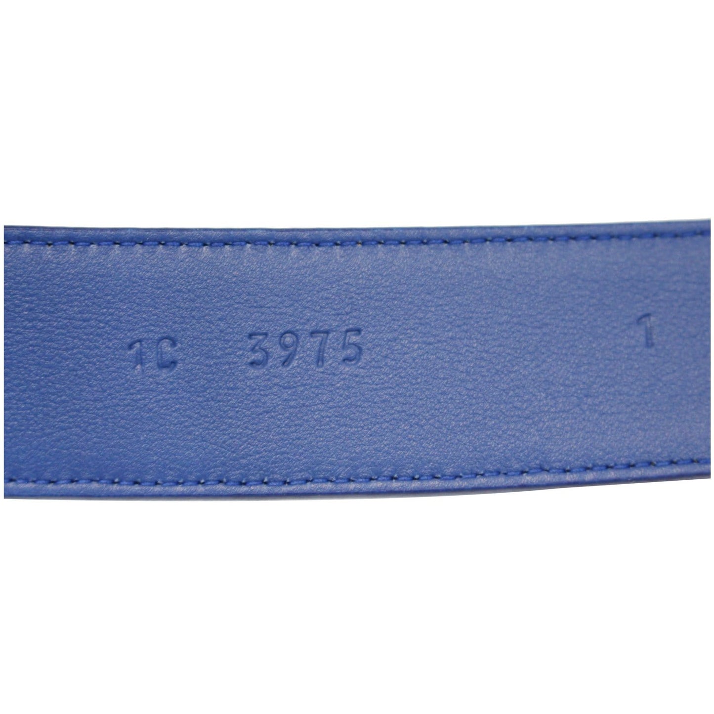 PRADA Round Logo Blue Saffiano Leather Belt Size 40