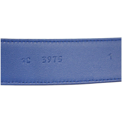 PRADA Round Logo Blue Saffiano Leather Belt Size 40
