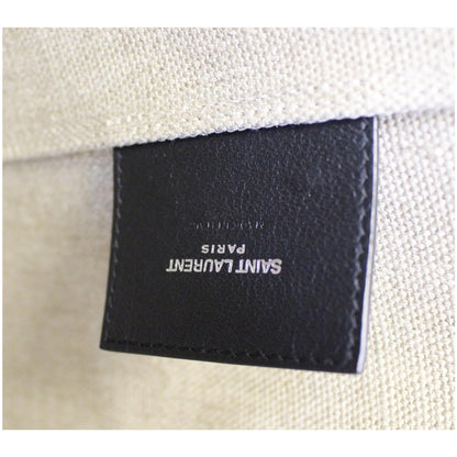 YVES SAINT LAURENT Teddy Canvas/Leather Drawstring Shopping Tote White/Black - Last Call