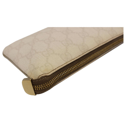 GUCCI GG Canvas Wristlet Pochette Clutch Bag White 190553