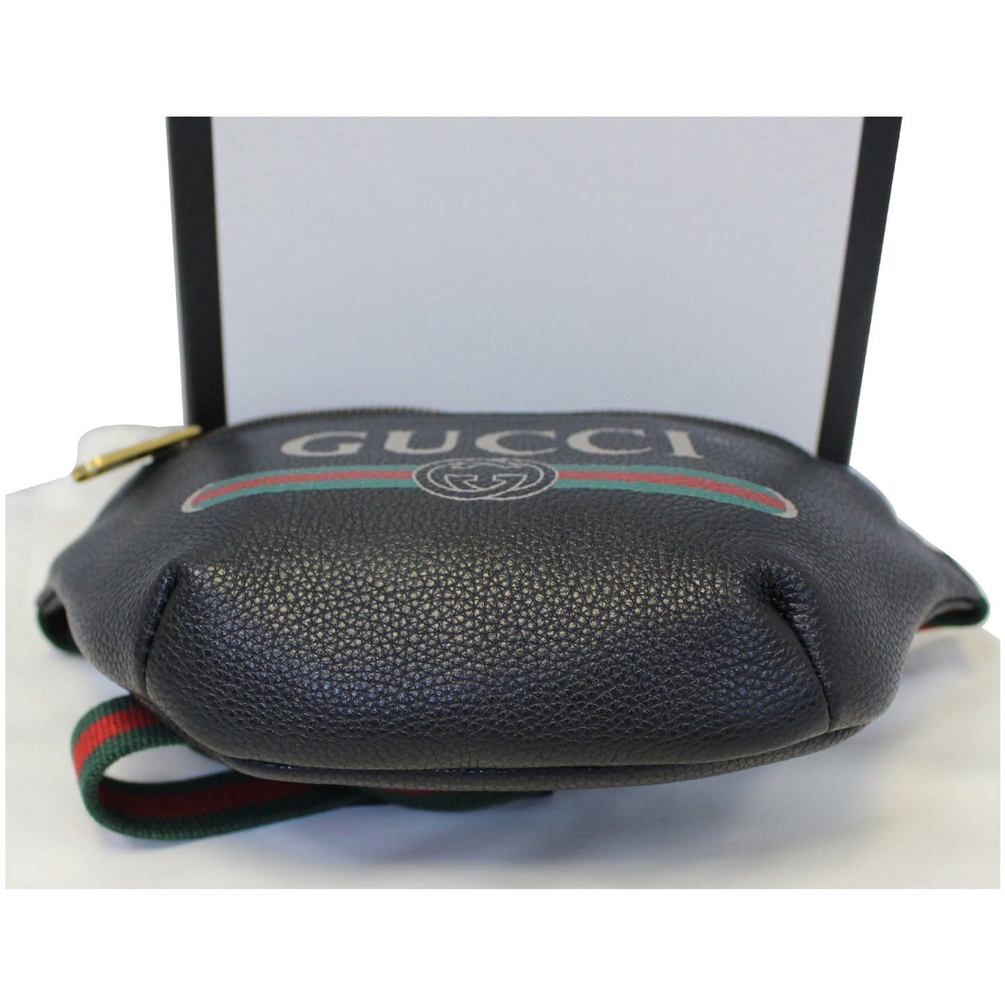 GUCCI Print Leather Black Belt Waist Bum Bag Small 527792