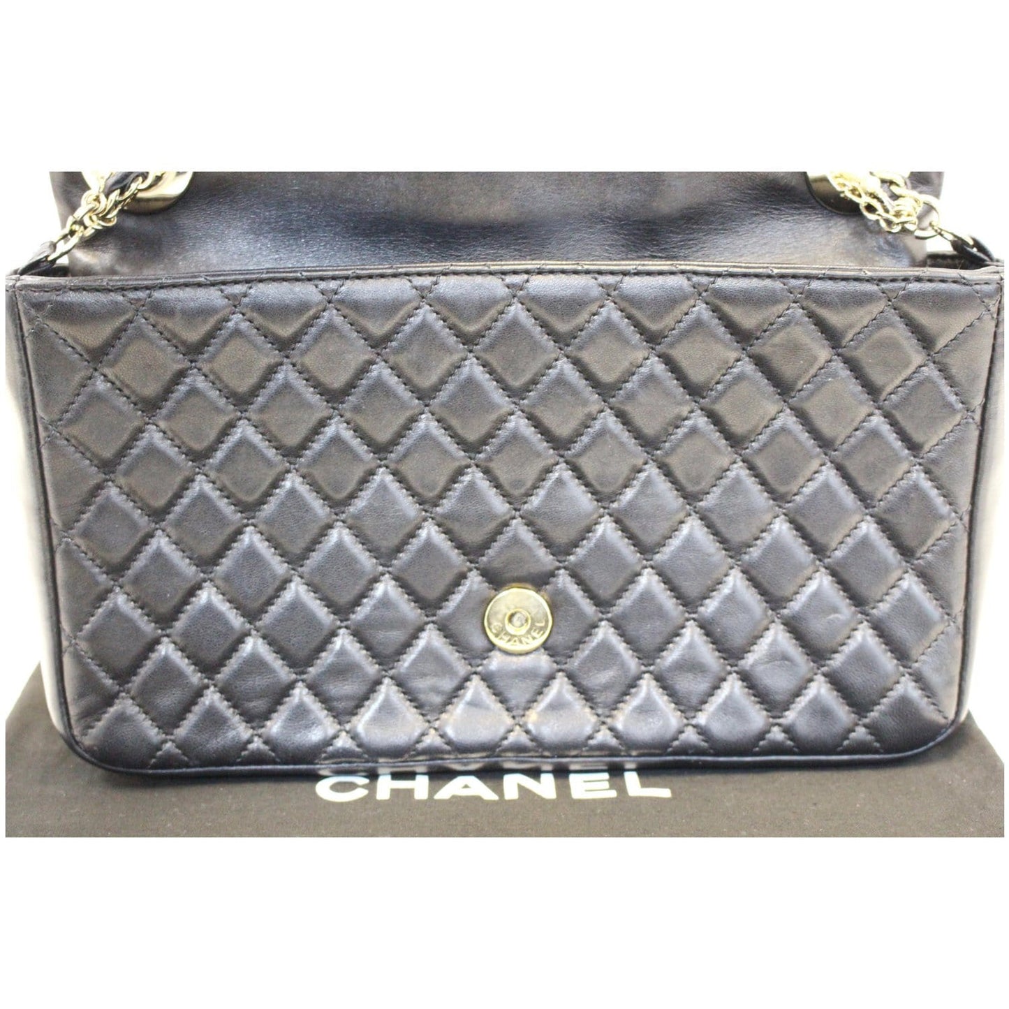 CHANEL Westminster Pearl Flap Lambskin Medium Shoulder Bag Black