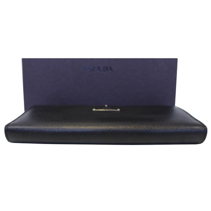 PRADA Saffiano Triangle Continental Flap Wallet