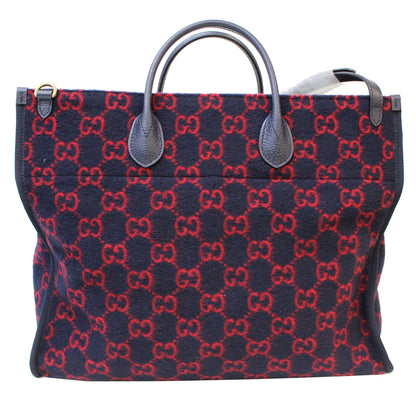 GUCCI GG Wool Tote Shoulder Bag Blue/Red 598169