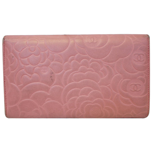 CHANEL Camellia Leather Trifold Wallet Pink - 25% OFF