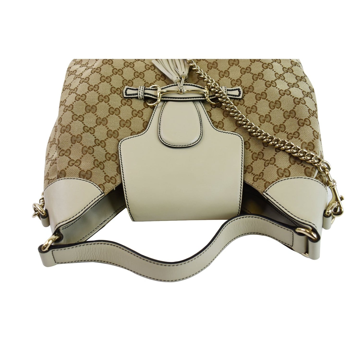 GUCCI Emily Medium GG Canvas Hobo Shoulder Bag Beige 322226