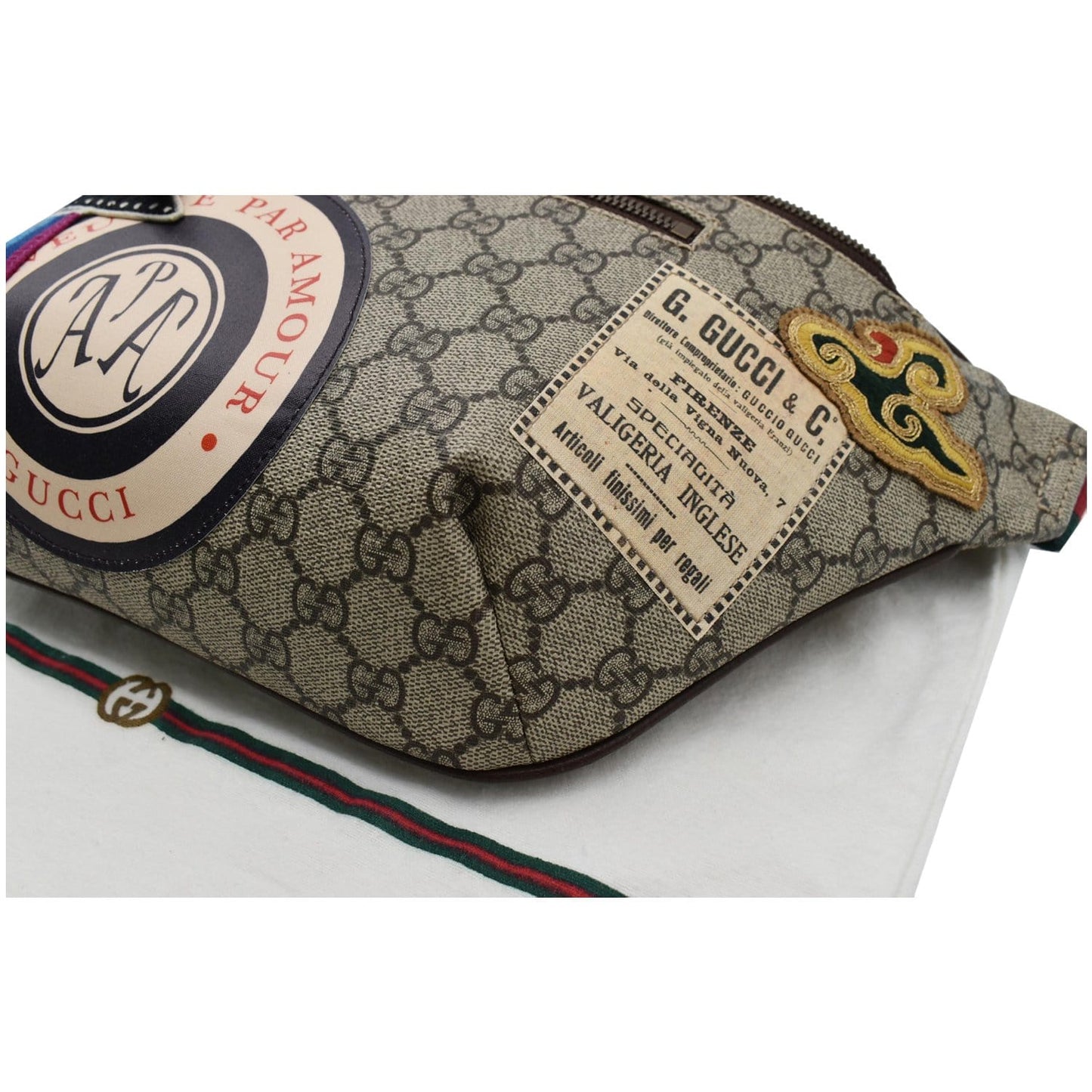 GUCCI Courrier GG Supreme Canvas Belt Waist Bum Bag Beige 529711