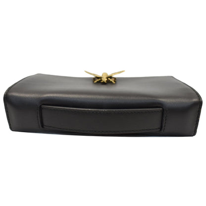 CHRISTIAN DIOR Bee Leather Pouch Clutch Bag Black