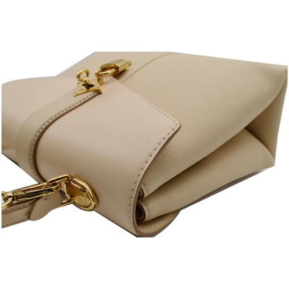LOUIS VUITTON Rose Des Vents PM Grained Leather Top Handle Crossbody Bag Creme