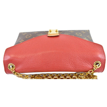 LOUIS VUITTON Pallas Chain Monogram Canvas Crossbody Bag Brown
