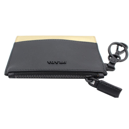 PRADA Saffiano Leather Keychain Coin Purse Black