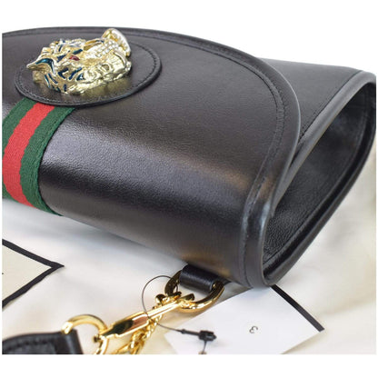 GUCCI Rajah Small Web Leather Shoulder Bag Black 570145 - 25% OFF