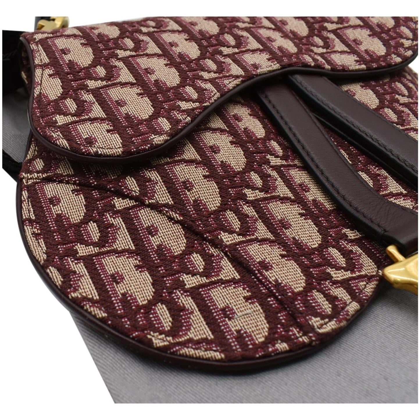 CHRISTIAN DIOR Saddle Oblique Jacquard Belt Bag Burgundy