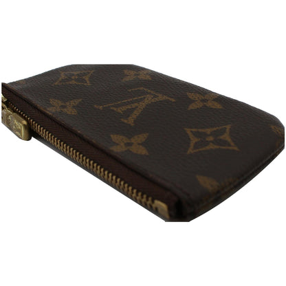 LOUIS VUITTON Pochette Key Cles Monogram Canvas Coin Case Brown