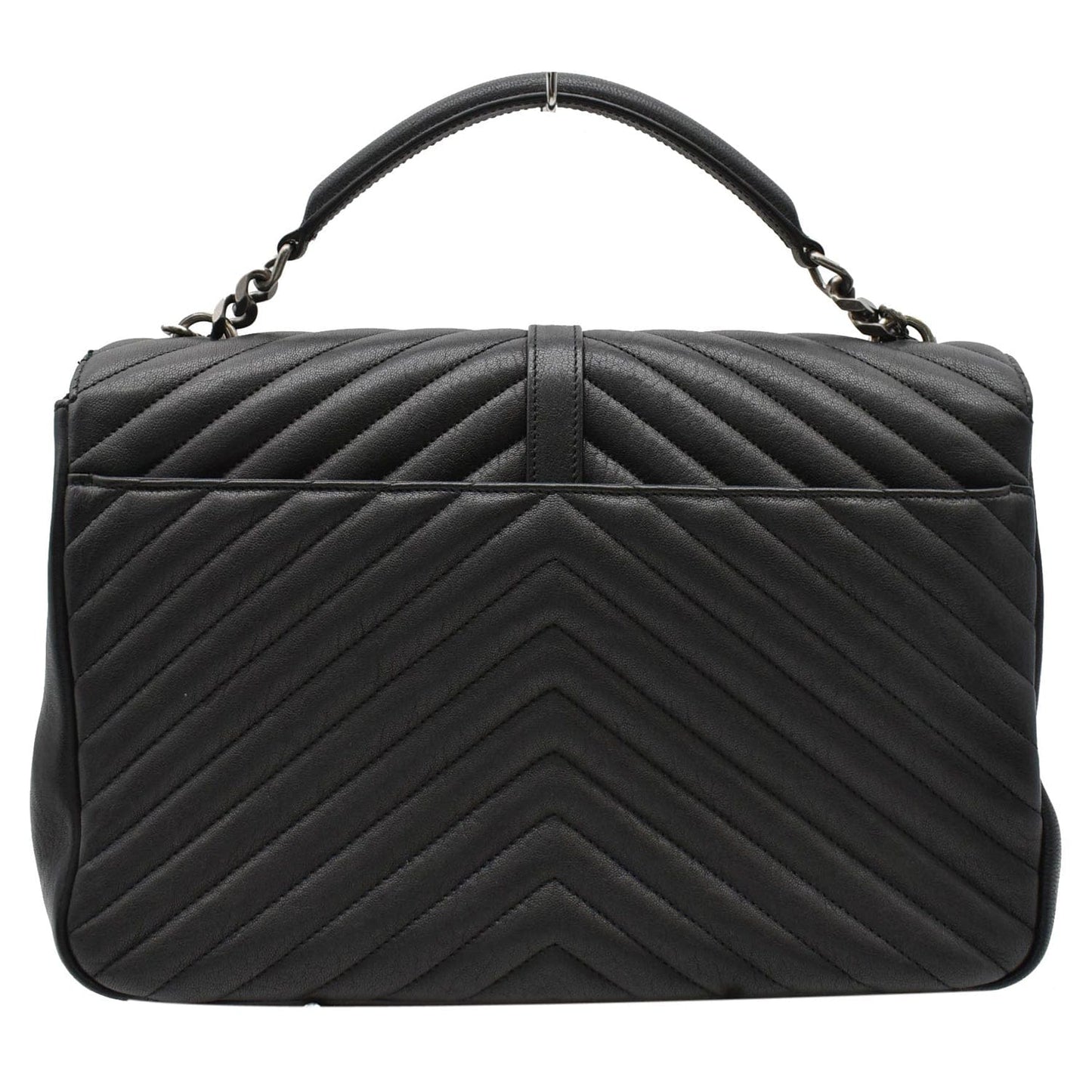 YVES SAINT LAURENT College Medium Flap Matelassé Leather Shoulder Bag Black