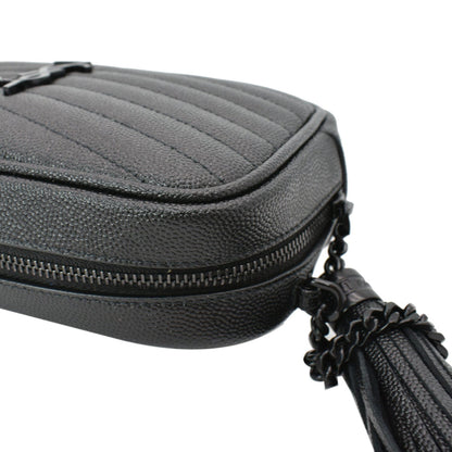 YVES SAINT LAURENT Mini Lou Leather Camera Crossbody Bag Black