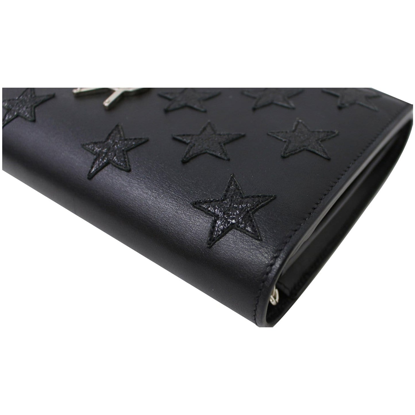 YVES SAINT LAURENT Kate Stars Leather Chain Clutch Crossbody Bag Black