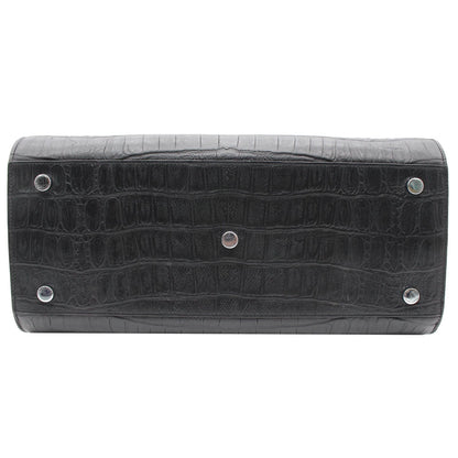 YVES SAINT LAURENT Sac de Jour Small Crocodile-Embossed Satchel Bag Black