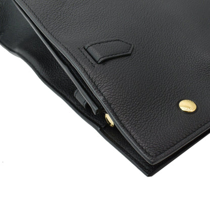 BURBERRY Large Title Leather Tote Bag Black