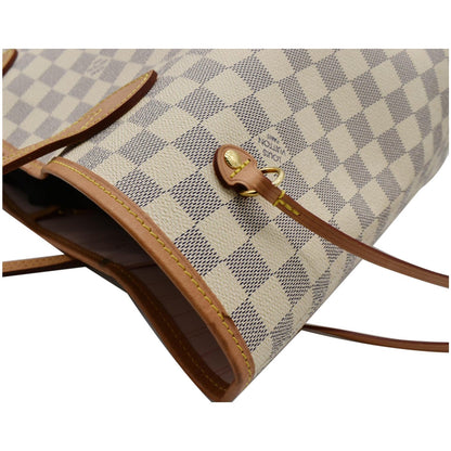 LOUIS VUITTON Neverfull MM Damier Azur Tote Bag Rose Ballerine