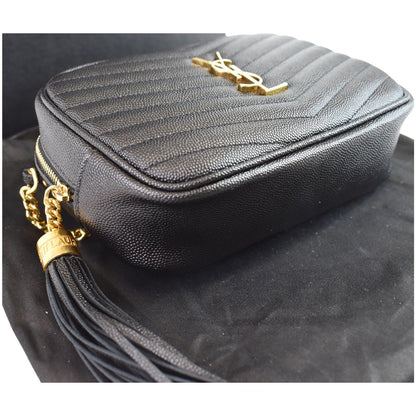 YVES SAINT LAURENT Mini Lou Leather Camera Crossbody Bag Black