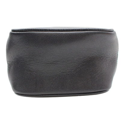 YVES SAINT LAURENT 80's Vanity Quilted Grain De Poudre Leather Shoulder Bag Black