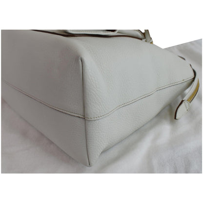 PRADA Vitello Daino Pebbled Leather Zip Tote Shoulder Bag White