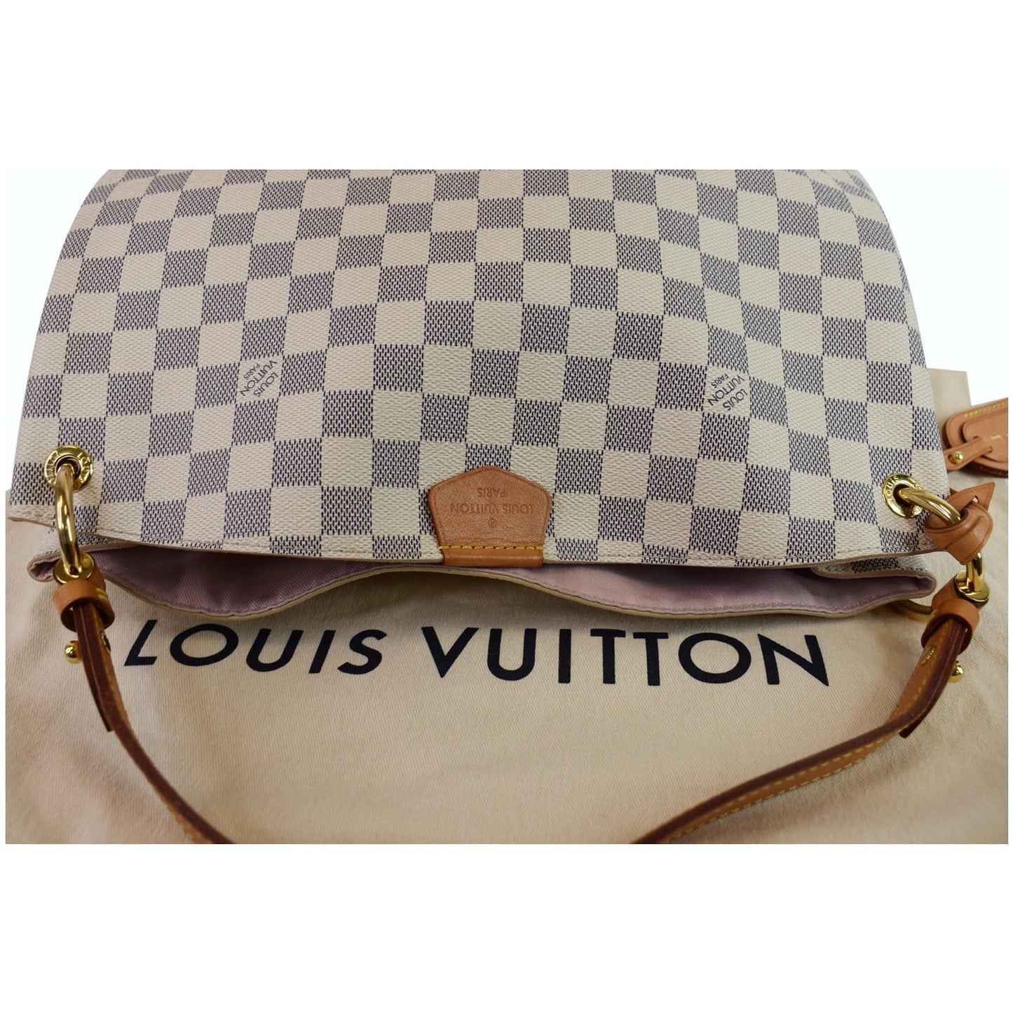 LOUIS VUITTON Graceful PM Damier Azur Shoulder Bag White