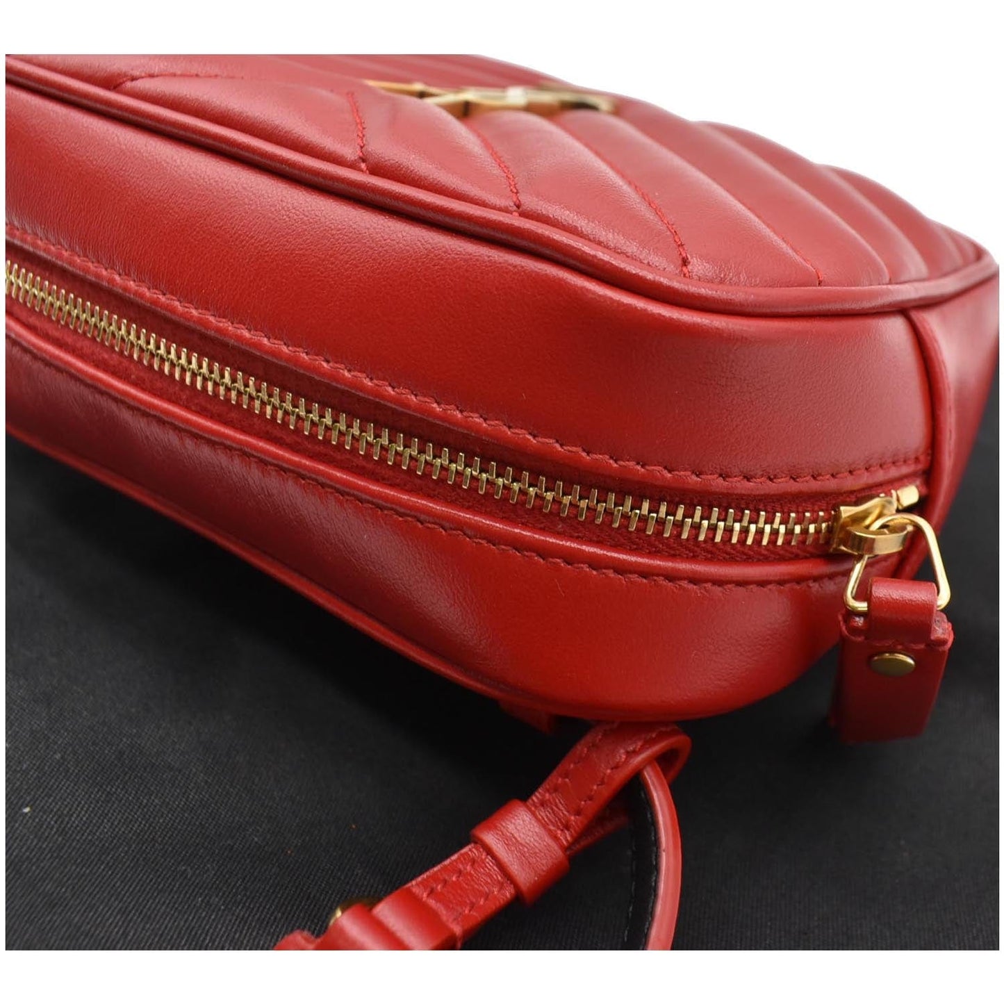 YVES SAINT LAURENT Lou Chevron Leather Belt Bag Red - 10% OFF