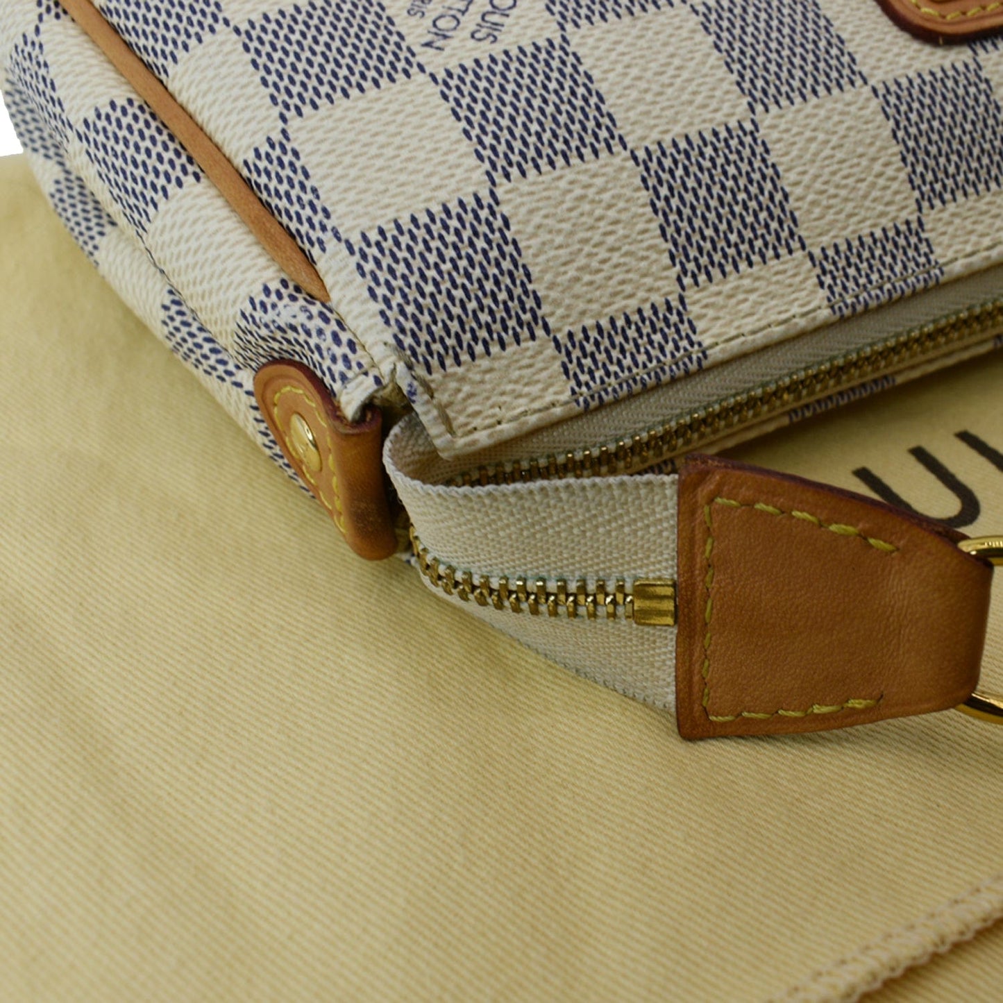 LOUIS VUITTON Pochette Eva Damier Azur Clutch Bag White