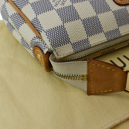 LOUIS VUITTON Pochette Eva Damier Azur Clutch Bag White