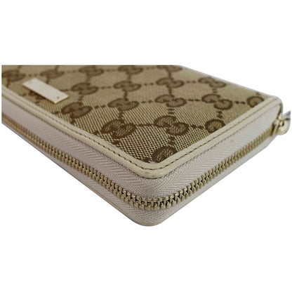 GUCCI Zip Around GG Canvas Long Wallet Beige 307980