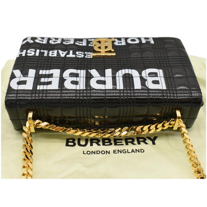 Burberry Small Horseferry Print Lola Quilted Leather Bag Black