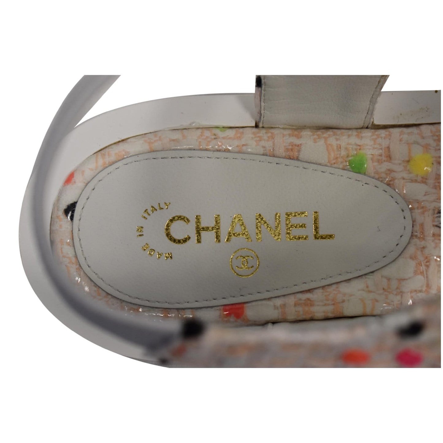 CHANEL Thong Tweed Sandals Off White Size 40