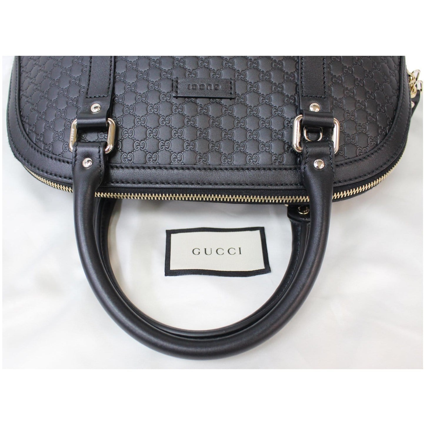 GUCCI Dome Medium Microguccissima Leather Shoulder Bag Black 449663