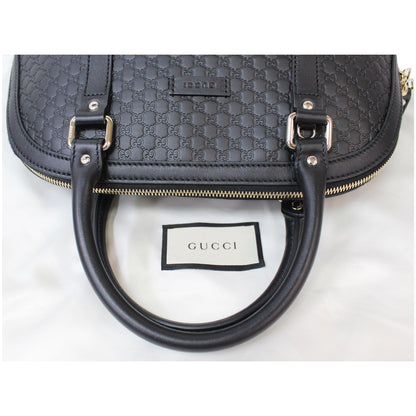 GUCCI Dome Medium Microguccissima Leather Shoulder Bag Black 449663