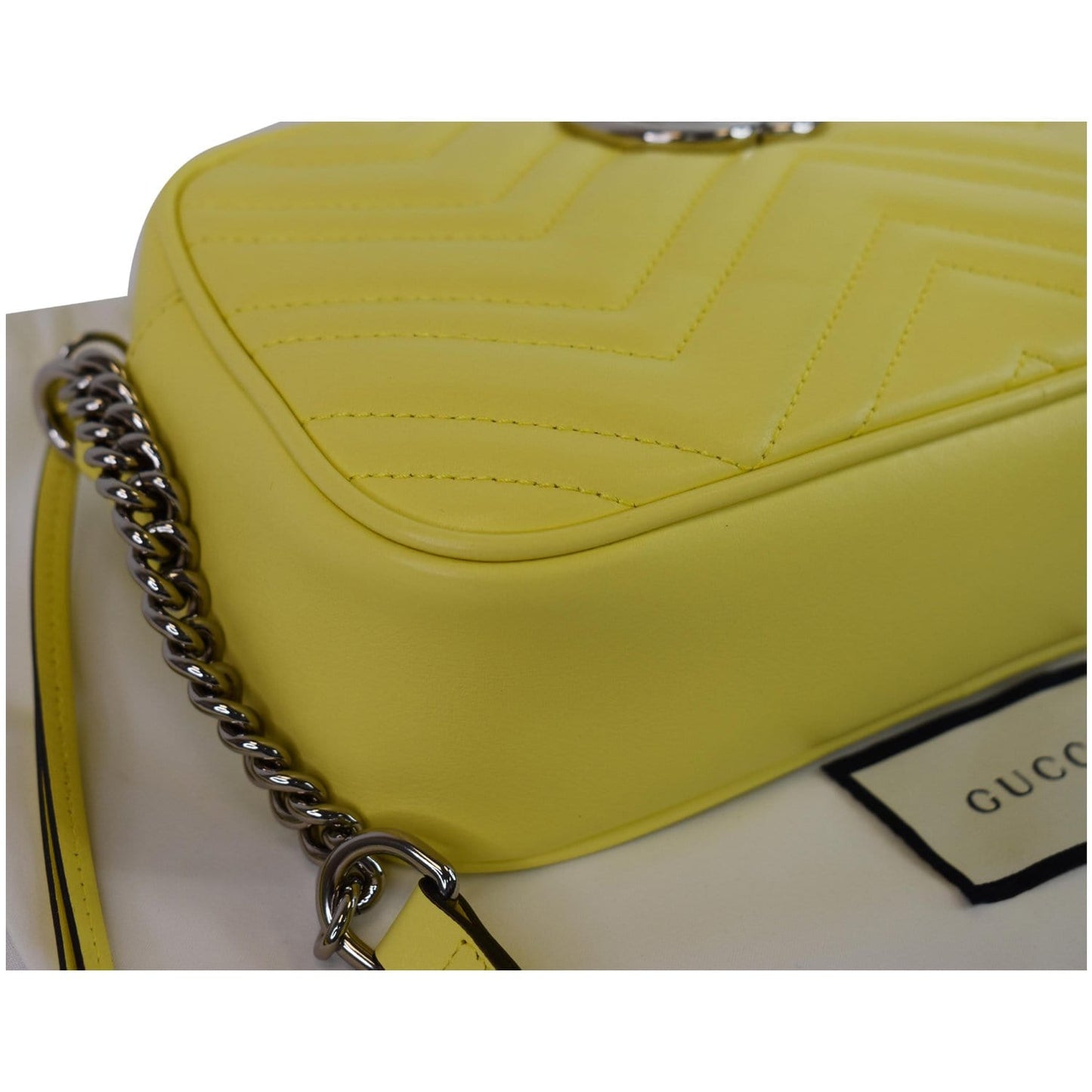 GUCCI GG Marmont Matelasse Small Leather Crossbody Bag Pastel Yellow