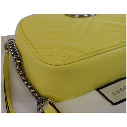 GUCCI GG Marmont Matelasse Small Leather Crossbody Bag Pastel Yellow