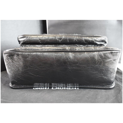 YVES SAINT LAURENT Niki Baby Crinkle Leather Crossbody Bag Black