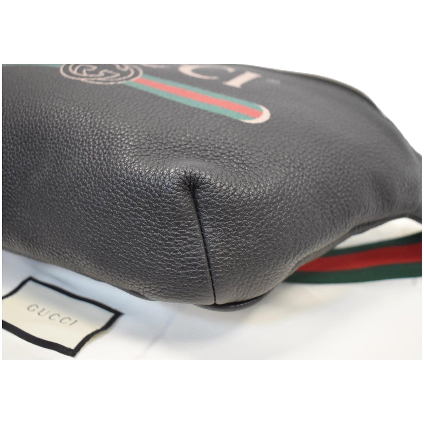 GUCCI Print Medium Leather Belt Bag Black 530412